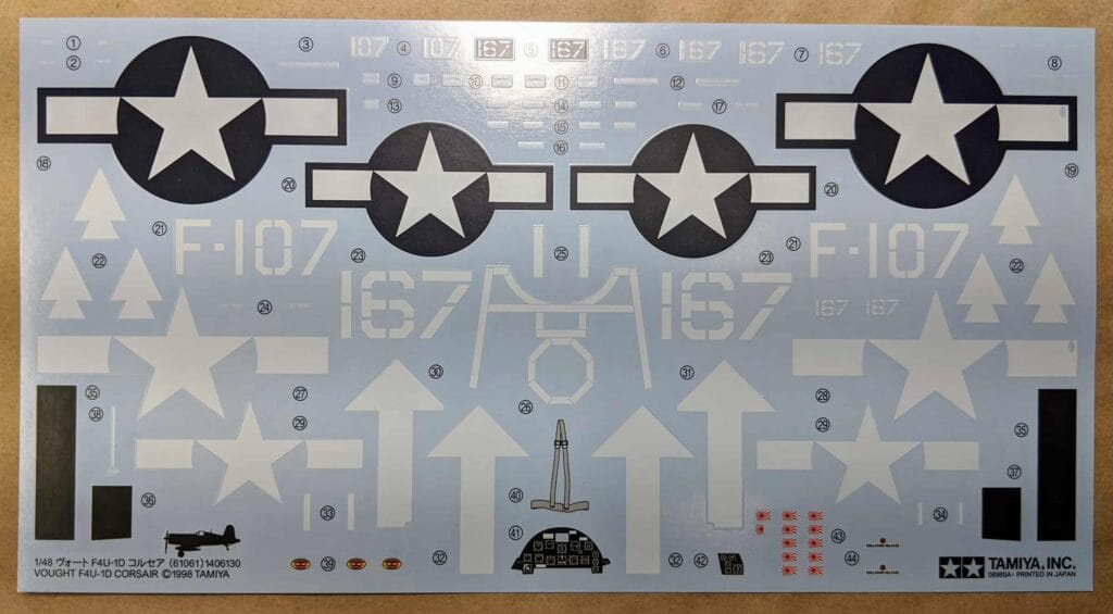 Tamiya F4U-1D Decals