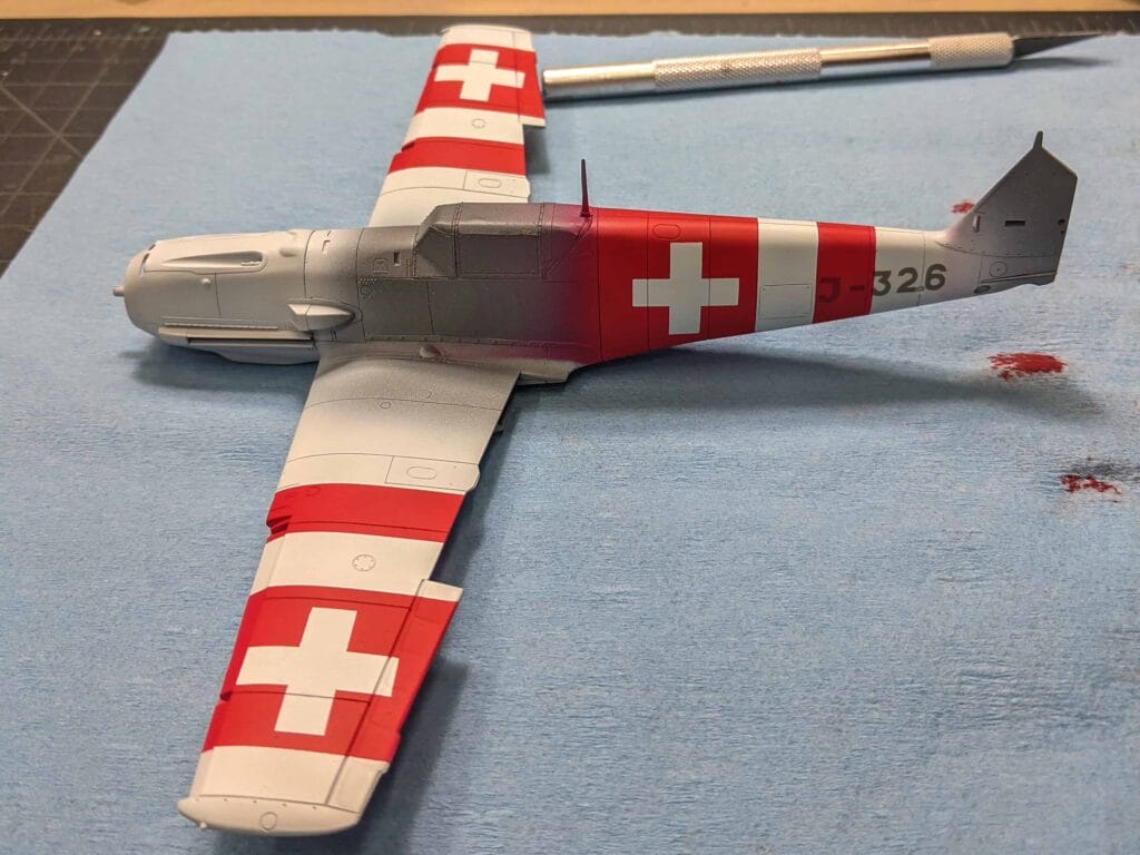 Bf 109 Swiss markings painted 2